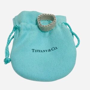 Tiffany & Co. Men’s Somerset Mesh Band Ring Sterling Silver 925 w/ Pouch Size 9